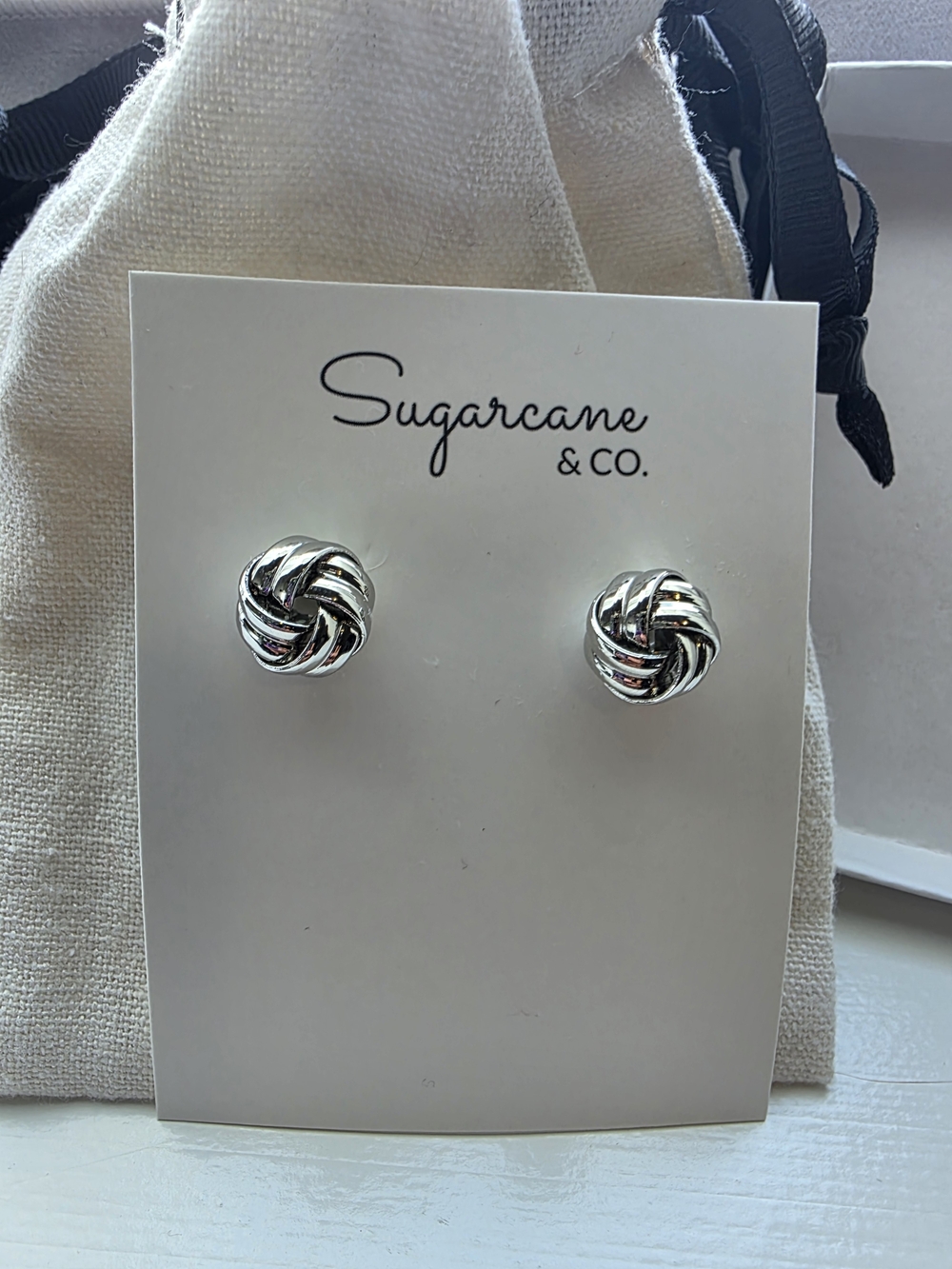 Silver Knot Stud Earrings